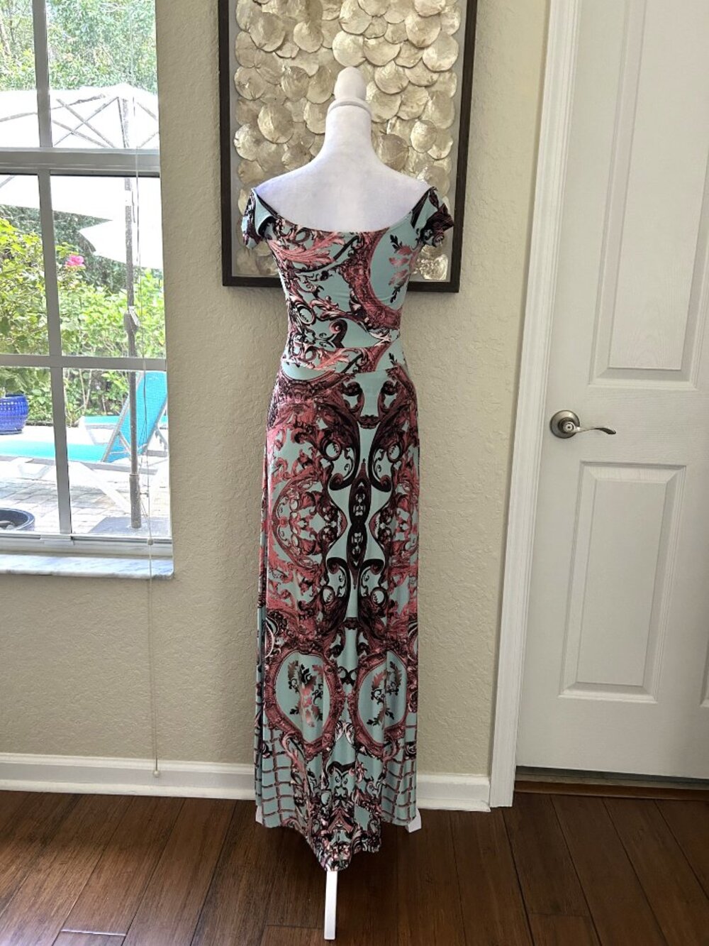 Turquoise & Pink Scroll Romper Maxi